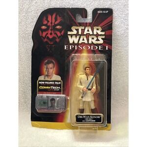 1998 Star Wars Episode 1 Obi-Wan Kenobi With Lightsaber And Commtech Chip Sealed